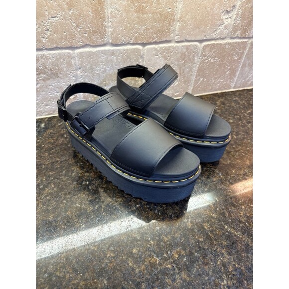 Dr. Martens Women’s Voss Quad Platform Sandal Black Hydro Size 10 New - Picture 2 of 7
